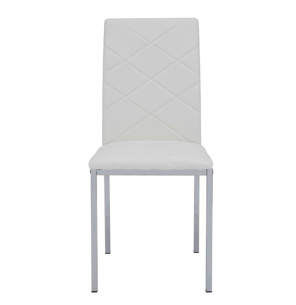 90cm Round Glass Dining Table Modern Home Kitchen Table w 4 Faux Leather Chairs