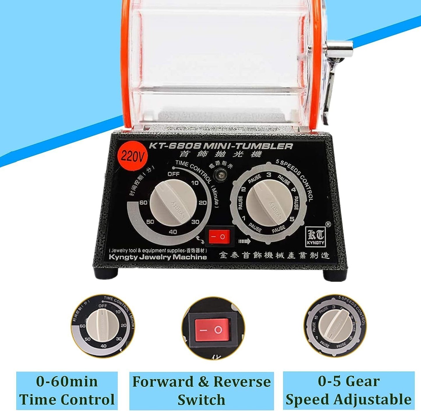 3KG Rotary Tumbler Polisher Jewelry Coins Polishing Finisher Machine with Beads
