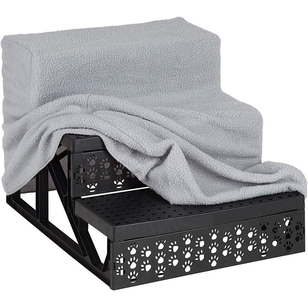 3 Steps Pet Dog Washable Portable Soft Stairs Puppy Cover Ramp Ladder Bed Sofa