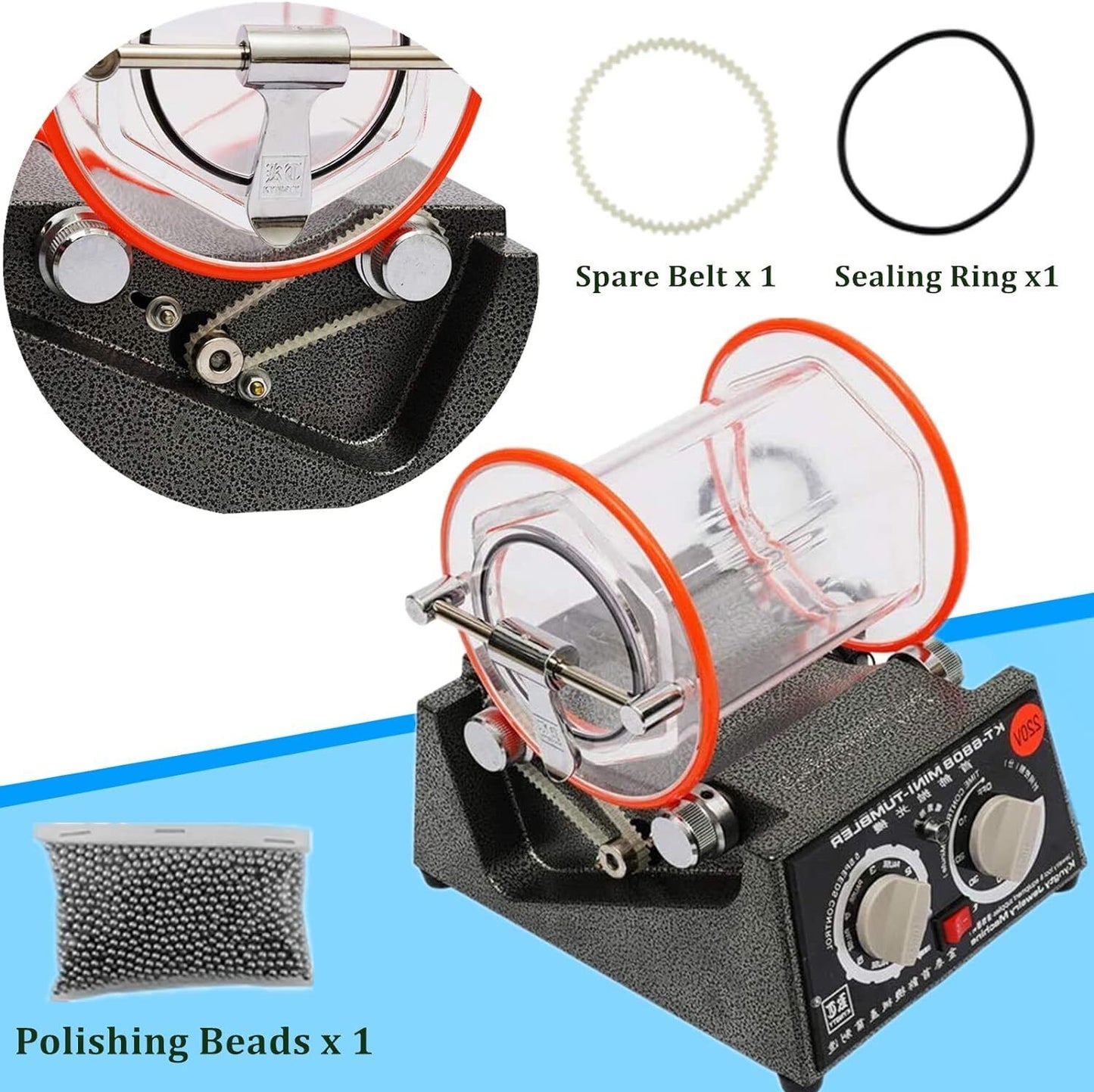 3KG Rotary Tumbler Polisher Jewelry Coins Polishing Finisher Machine with Beads