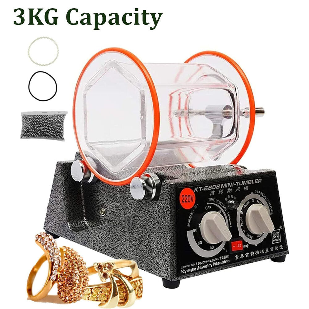 3KG Rotary Tumbler Polisher Jewelry Coins Polishing Finisher Machine with Beads