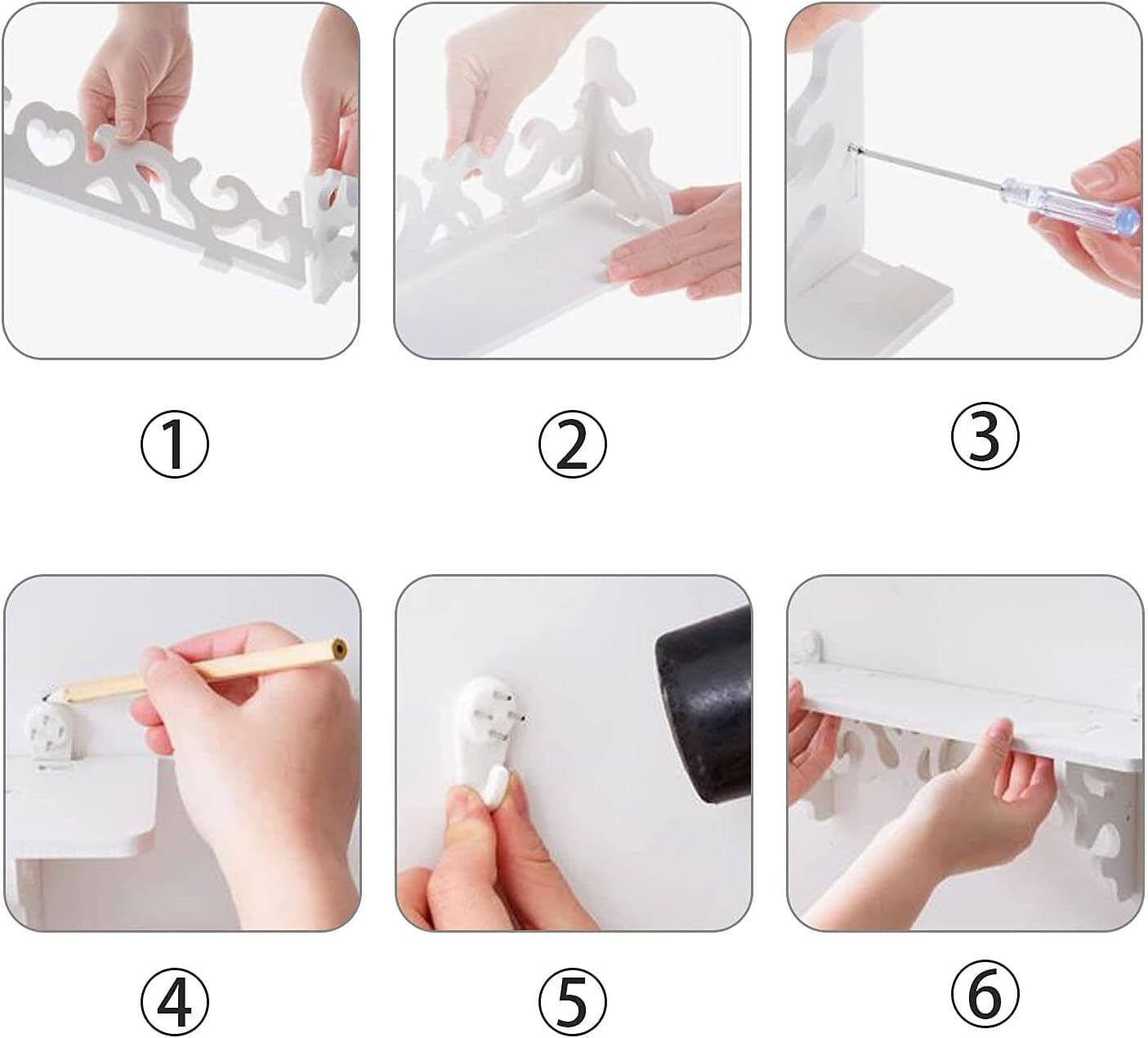 Pack of 3 Floating White Corner Shelf Shelves Wooden Wall Storage Unit Bedroom