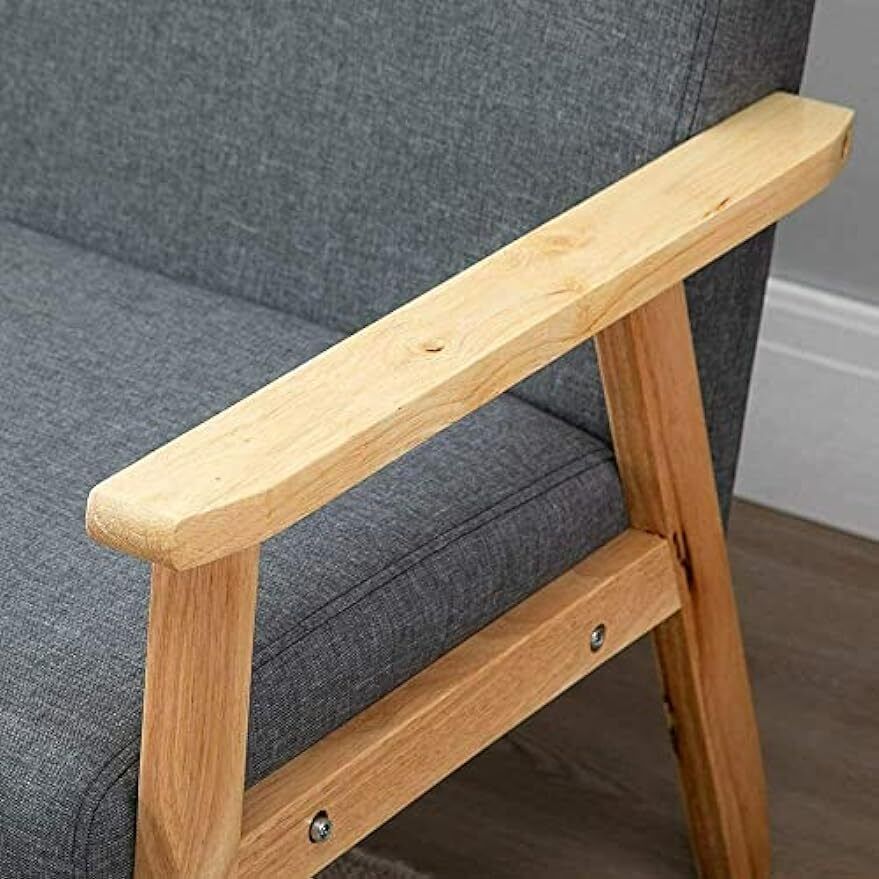2-Seater Sofa with Sturdy Wood Frame Linen Fabric Living Room Armchair Couches
