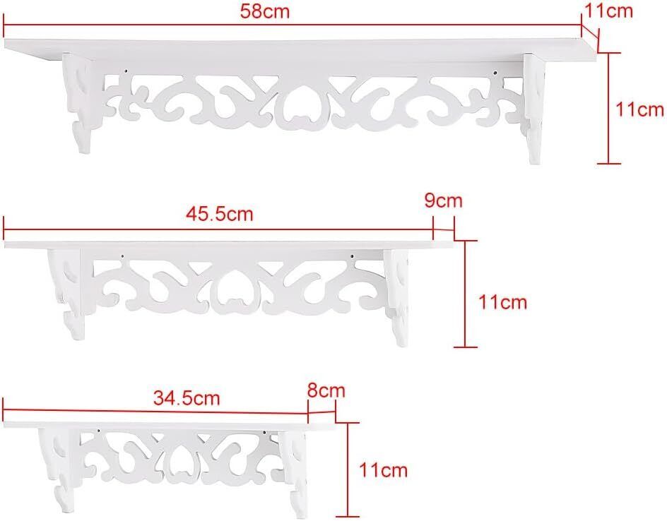 Pack of 3 Floating White Corner Shelf Shelves Wooden Wall Storage Unit Bedroom