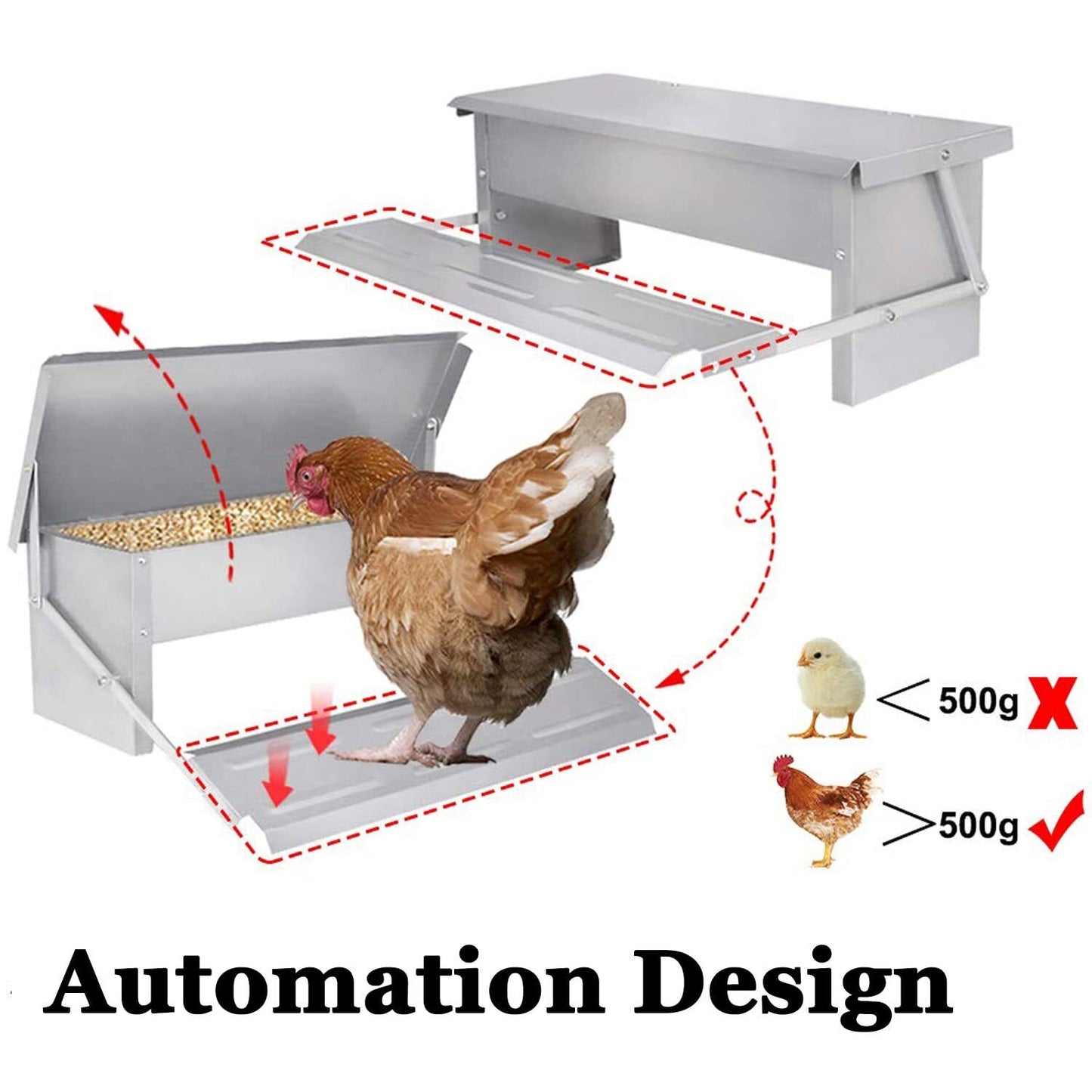 AUTO CHICKEN TREADLE FEEDER POULTRY FOOD BOWL HEN DUCK QUAIL FEED 5KG