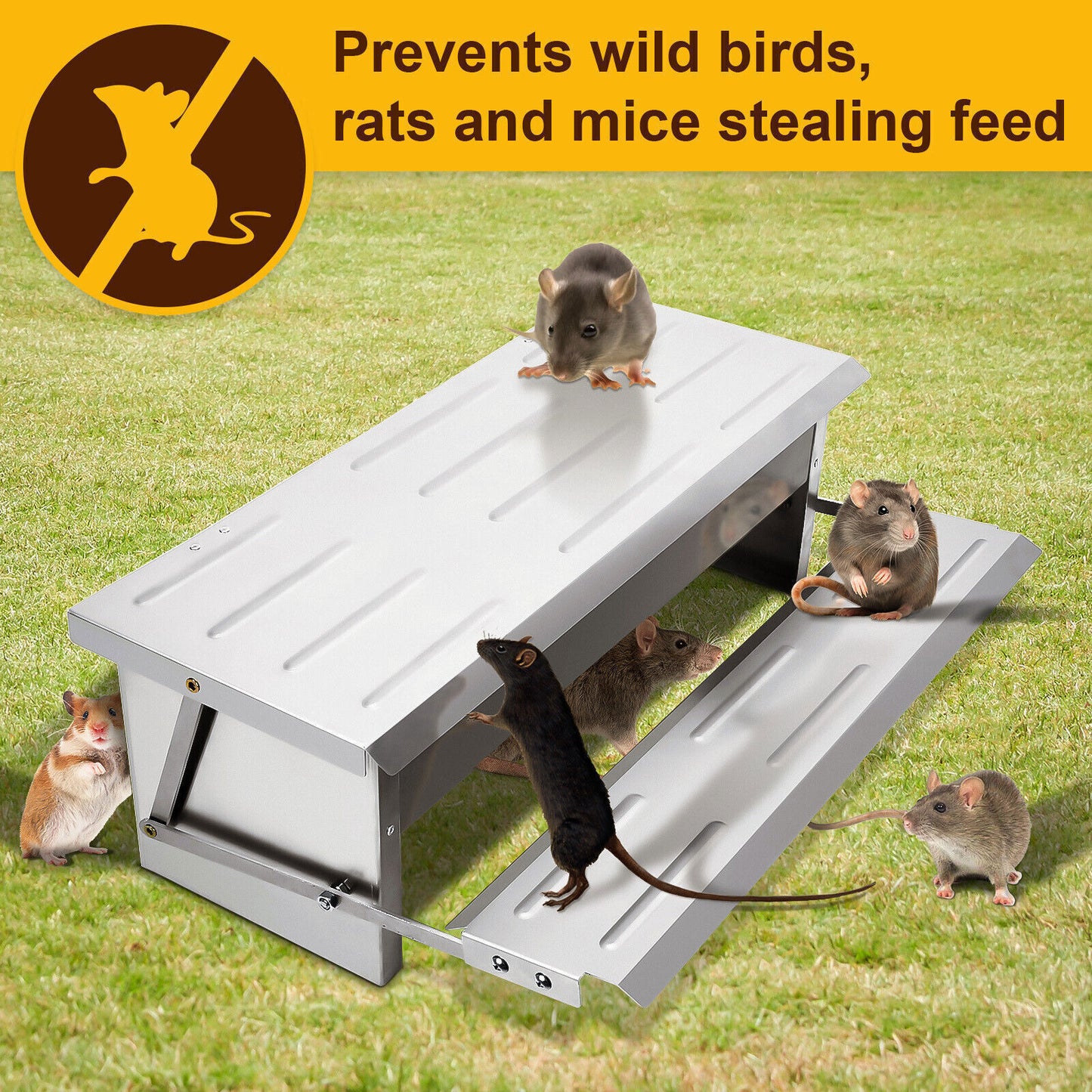 AUTO CHICKEN TREADLE FEEDER POULTRY FOOD BOWL HEN DUCK QUAIL FEED 5KG
