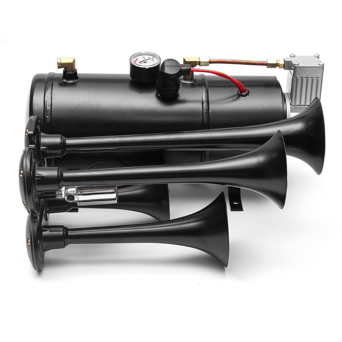 Train Air Horn Kit 150DB 4 Trumpet With 6 Liter Tank 12V For Car RV Boat