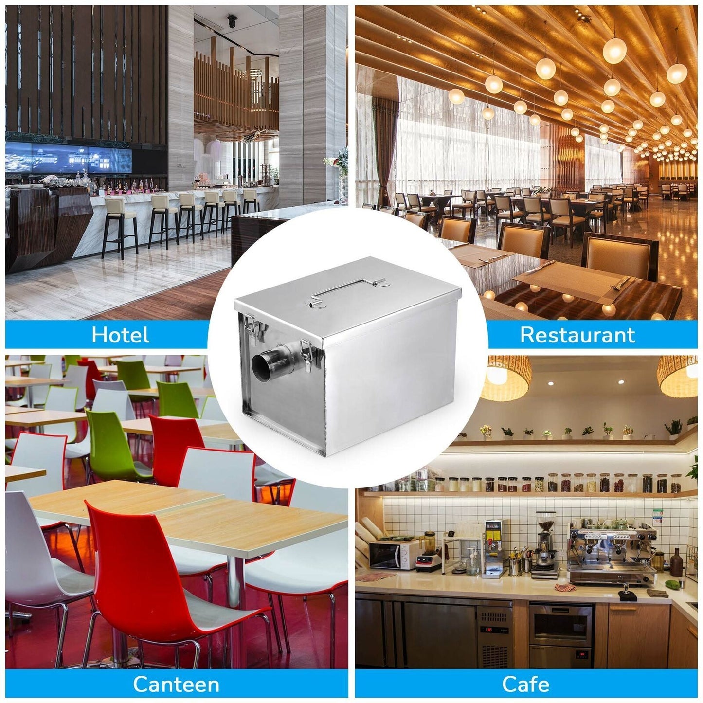 Commercial Grease Trap Waste Water Oil Fat Filter 4KG Stainless Steel Restaurant