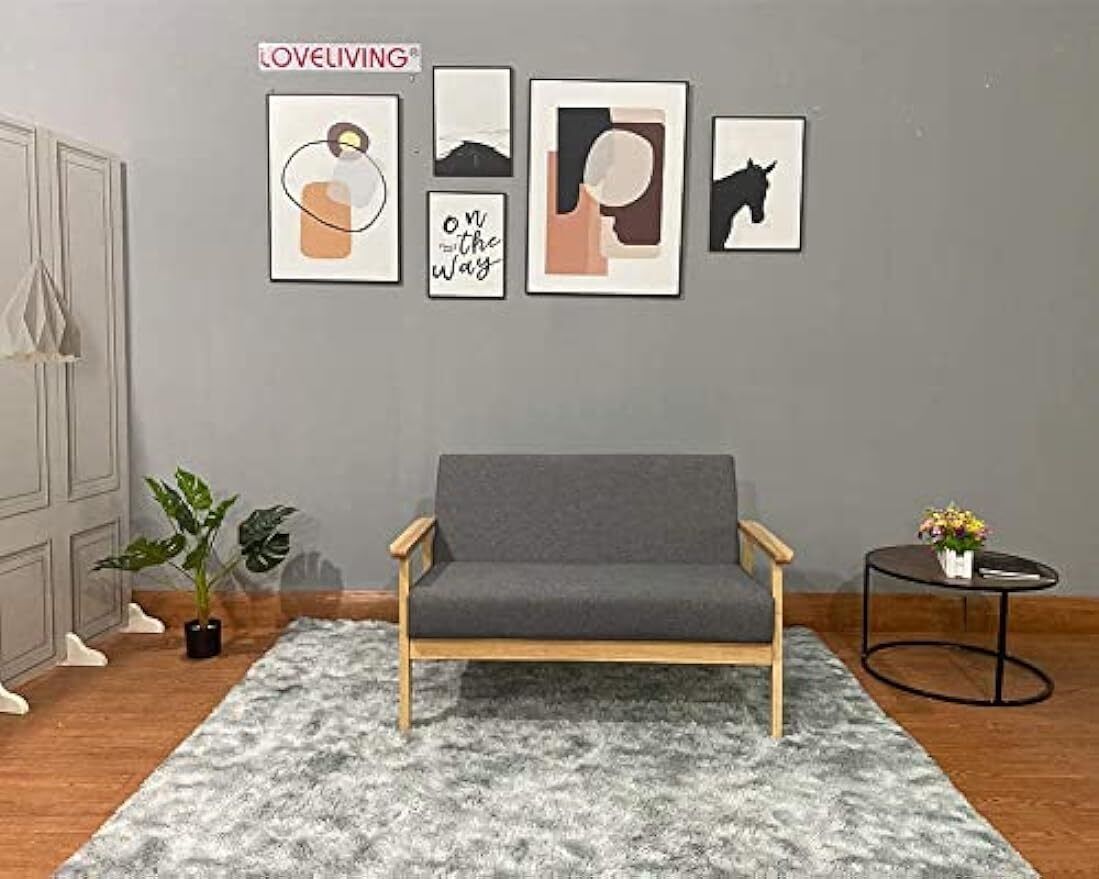 2-Seater Sofa with Sturdy Wood Frame Linen Fabric Living Room Armchair Couches