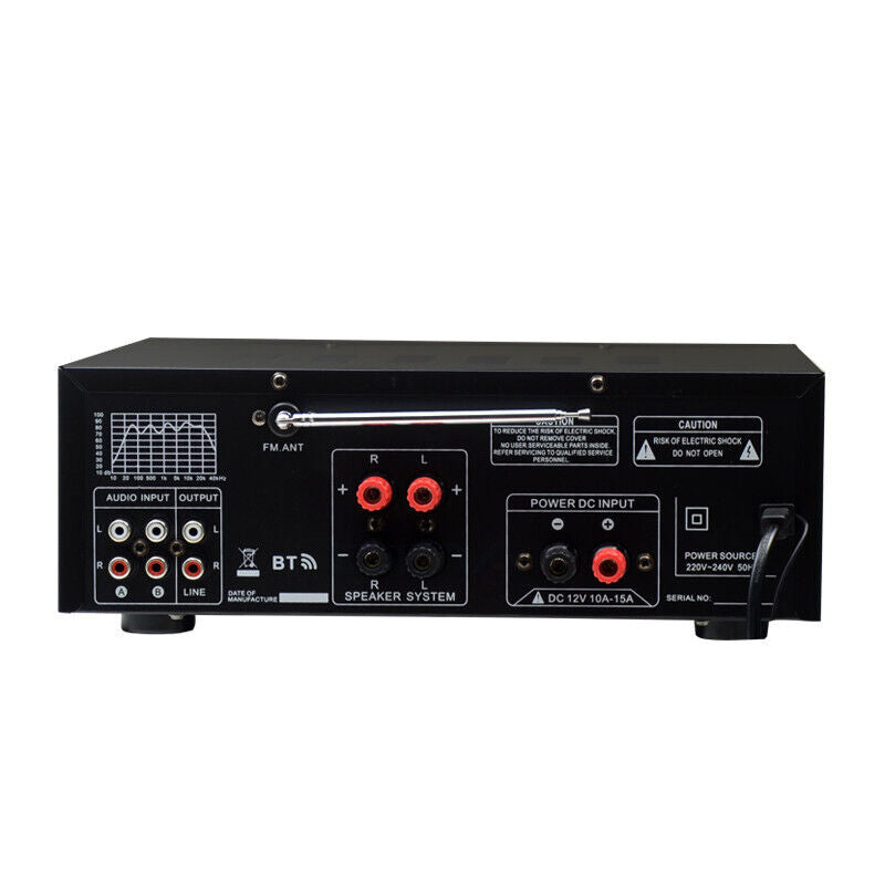 2000W Digital Power Amplifier Bluetooth Stereo HiFi Audio 2CH USB SD FM Car Home