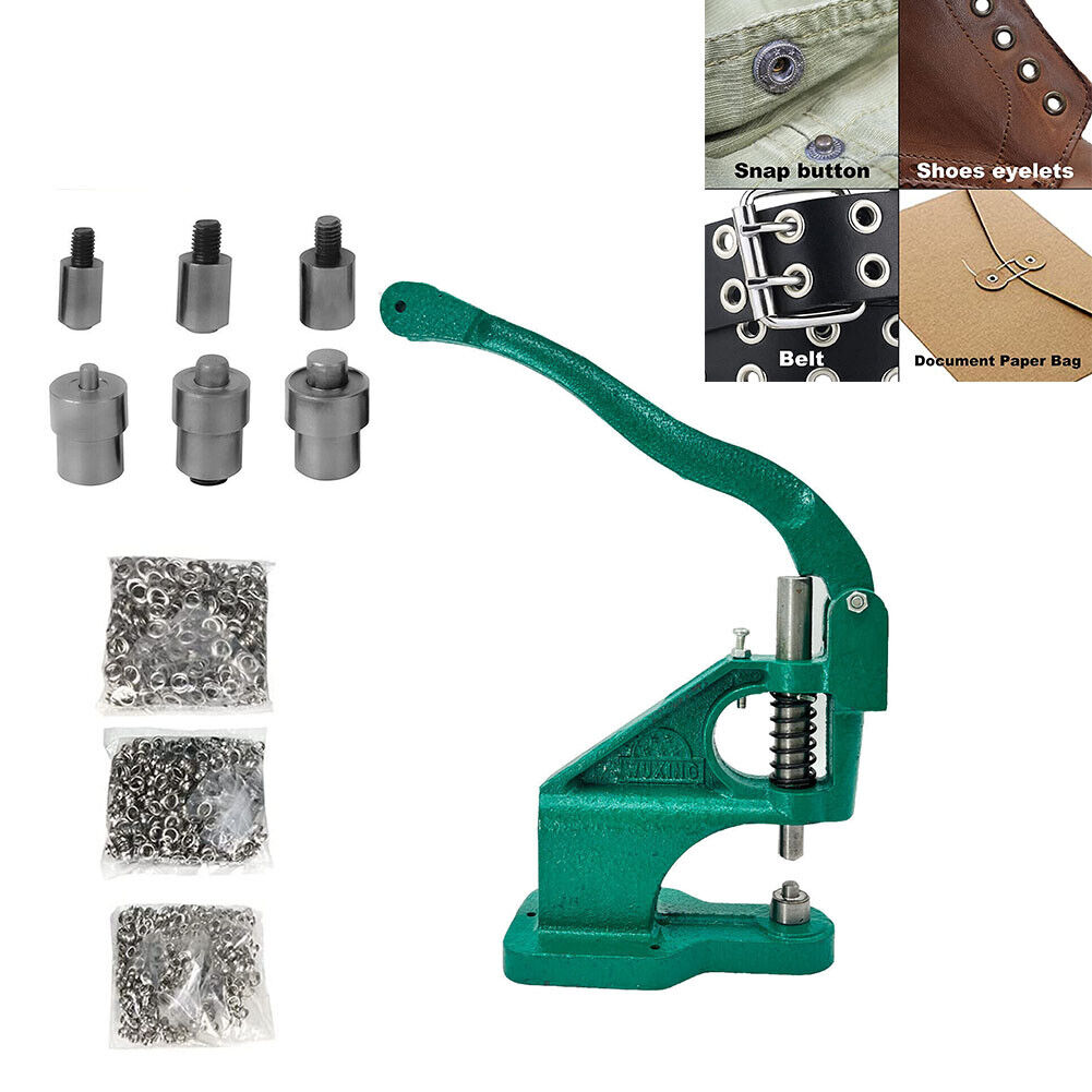 3 Dies Heavy Duty Hand Press 1500 Grommet Eyelet Machine Punch Tool Kit Set