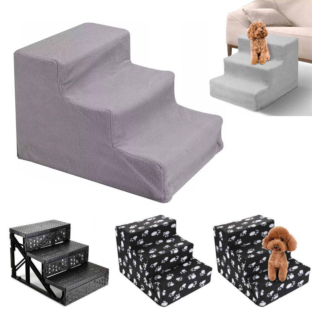 3 Steps Pet Dog Washable Portable Soft Stairs Puppy Cover Ramp Ladder Bed Sofa