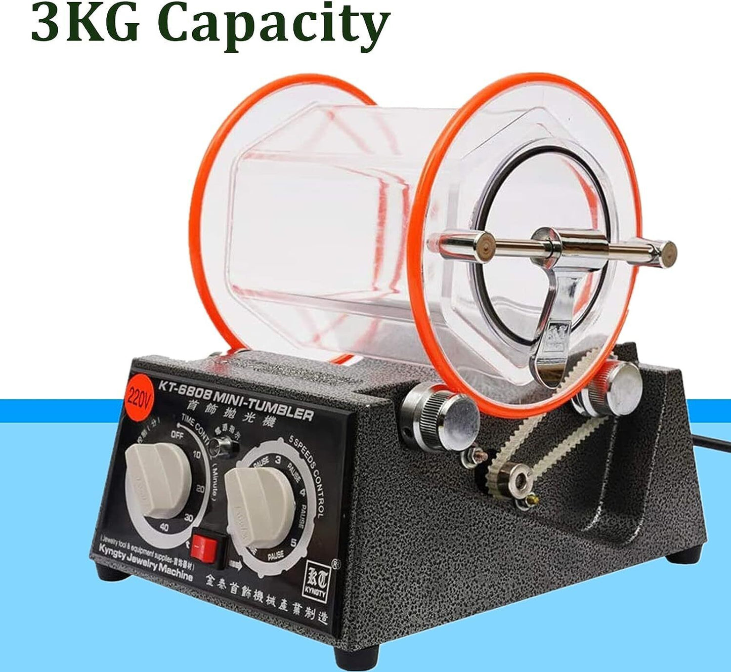 3KG Rotary Tumbler Polisher Jewelry Coins Polishing Finisher Machine with Beads