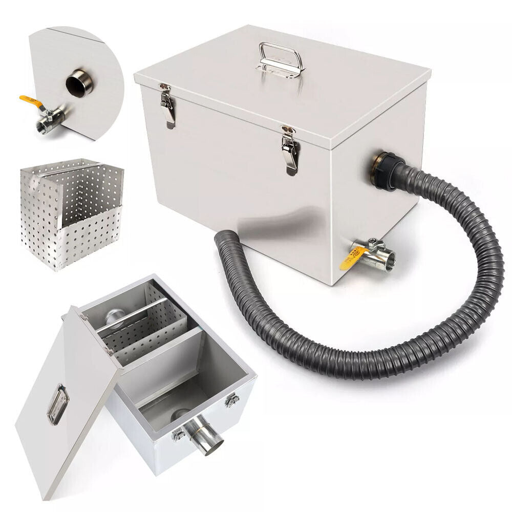 4KG Commercial Grease Trap Waste Water Oil Fat Filter Stainless Steel Restaurant