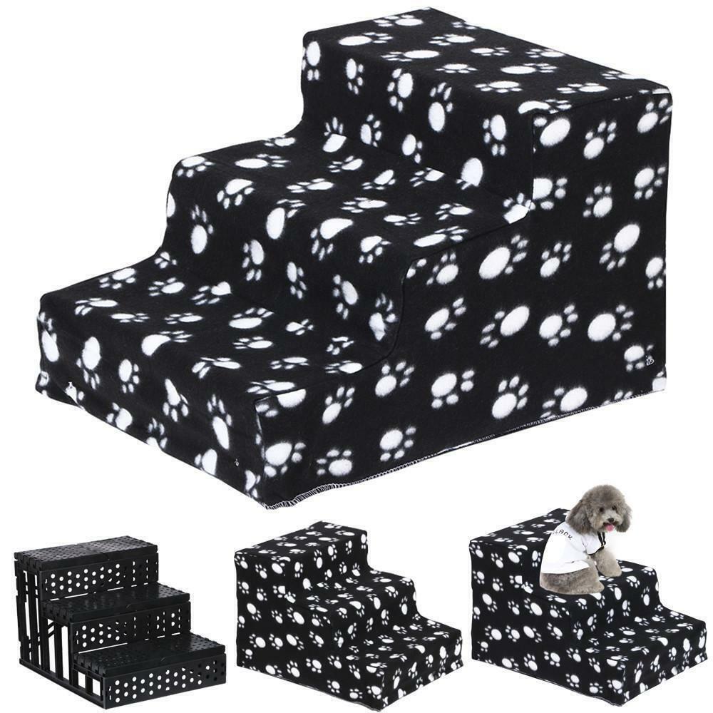 3 Steps Pet Dog Washable Portable Soft Stairs Puppy Cover Ramp Ladder Bed Sofa