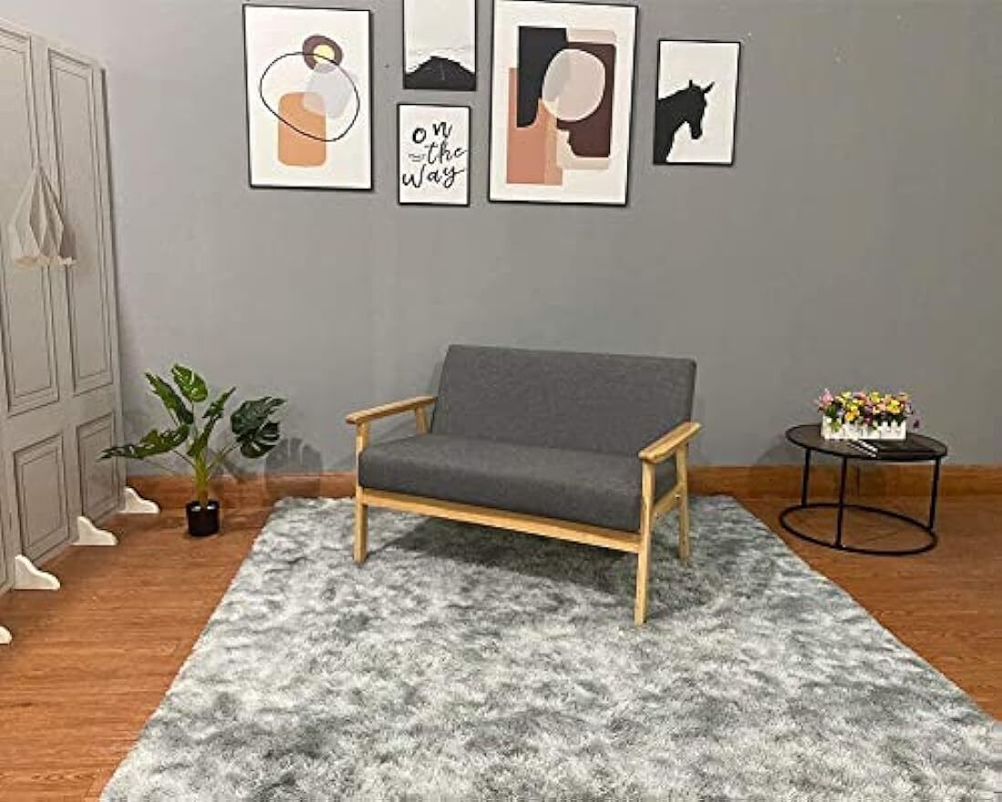 2-Seater Sofa with Sturdy Wood Frame Linen Fabric Living Room Armchair Couches