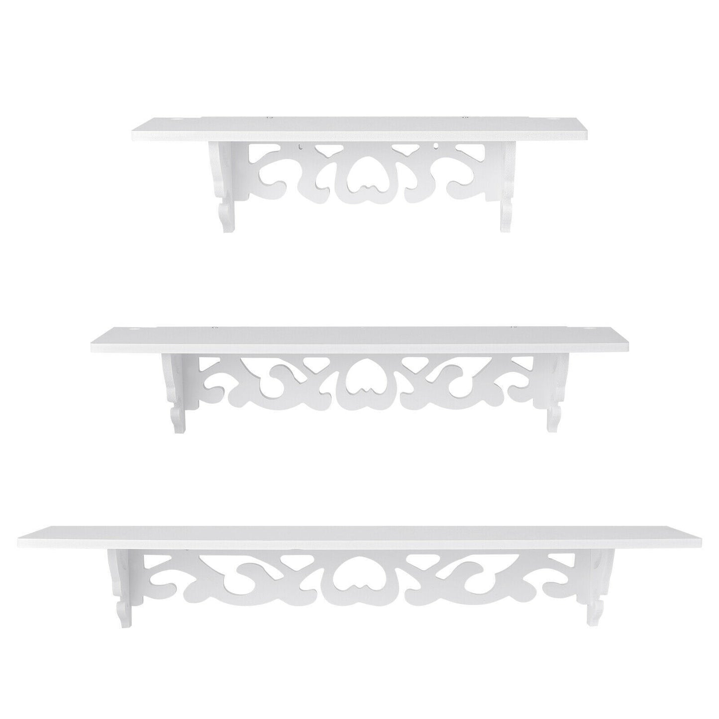 Pack of 3 Floating White Corner Shelf Shelves Wooden Wall Storage Unit Bedroom