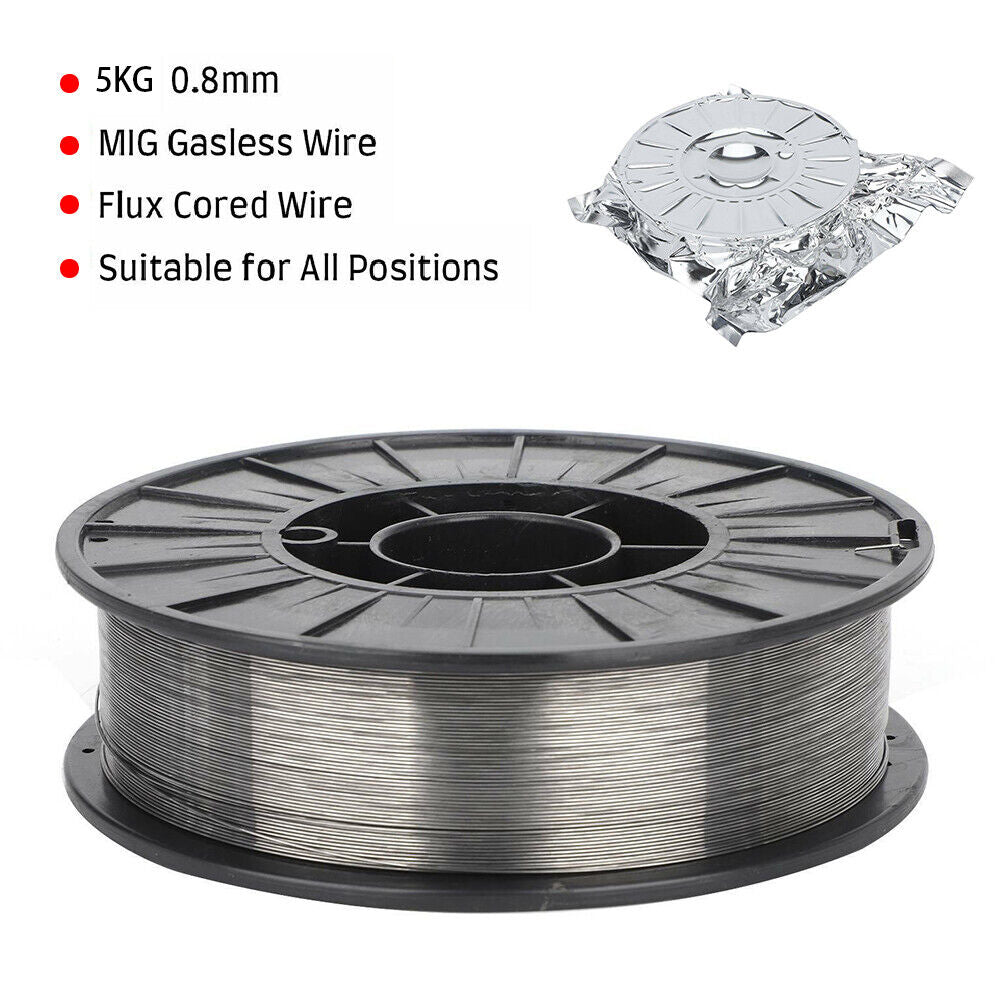 GASLESS MILD MIG WELDING WIRE REEL SPOOL FLUX CORE NO GAS 0.8mm 1KG/5KG