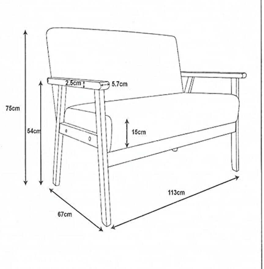 2-Seater Sofa with Sturdy Wood Frame Linen Fabric Living Room Armchair Couches