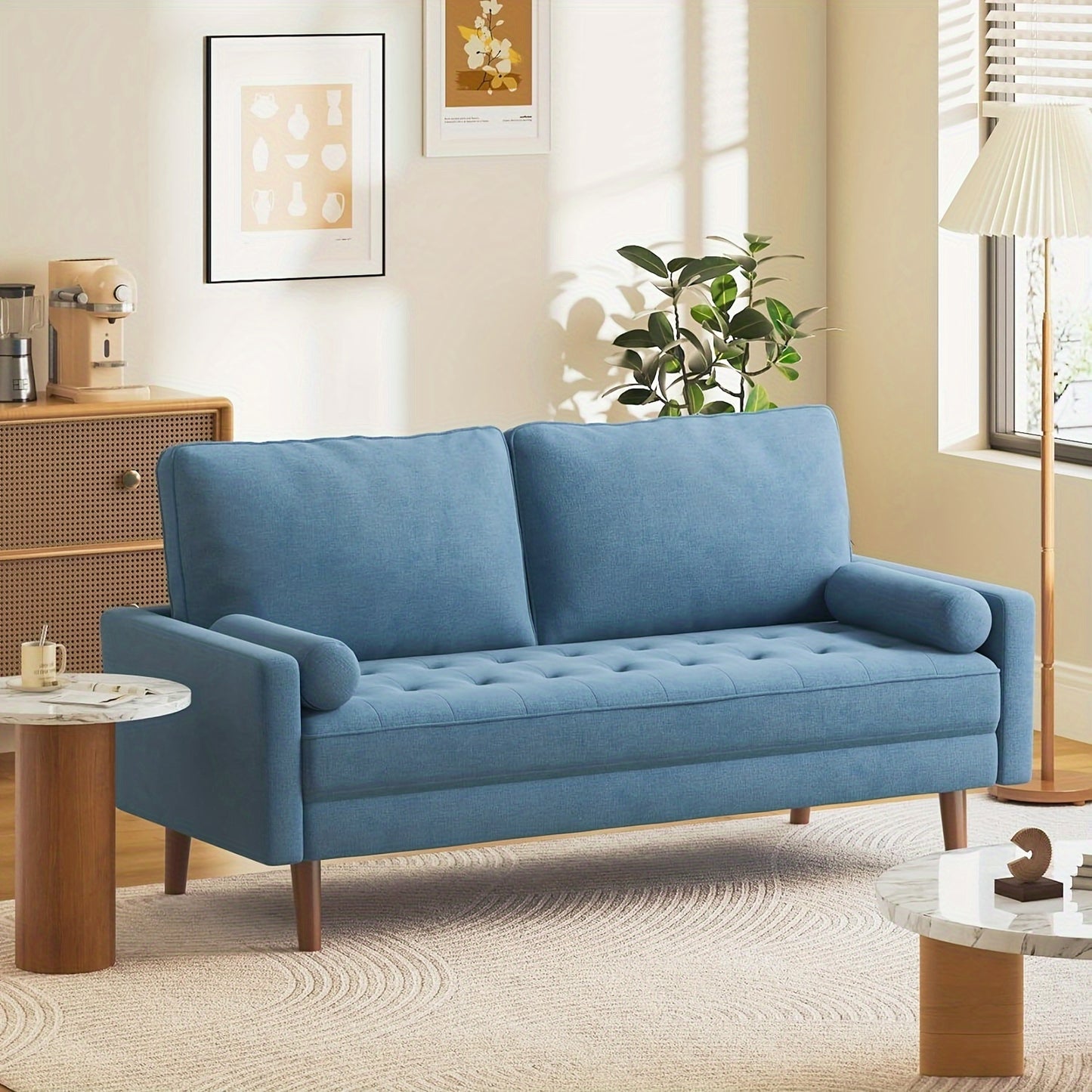 3 Seater Fabric Sofa Modern Couches Love Seat Bedroom Home Office Apartment