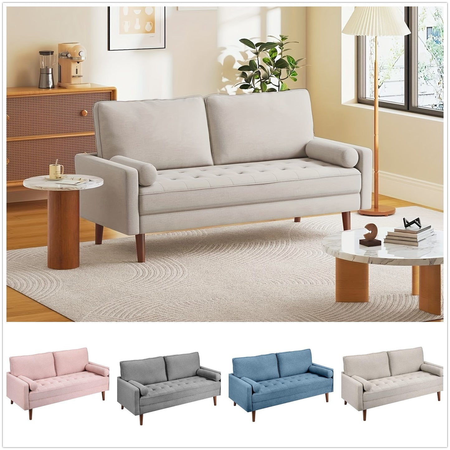 3 Seater Fabric Sofa Modern Couches Love Seat Bedroom Home Office Apartment