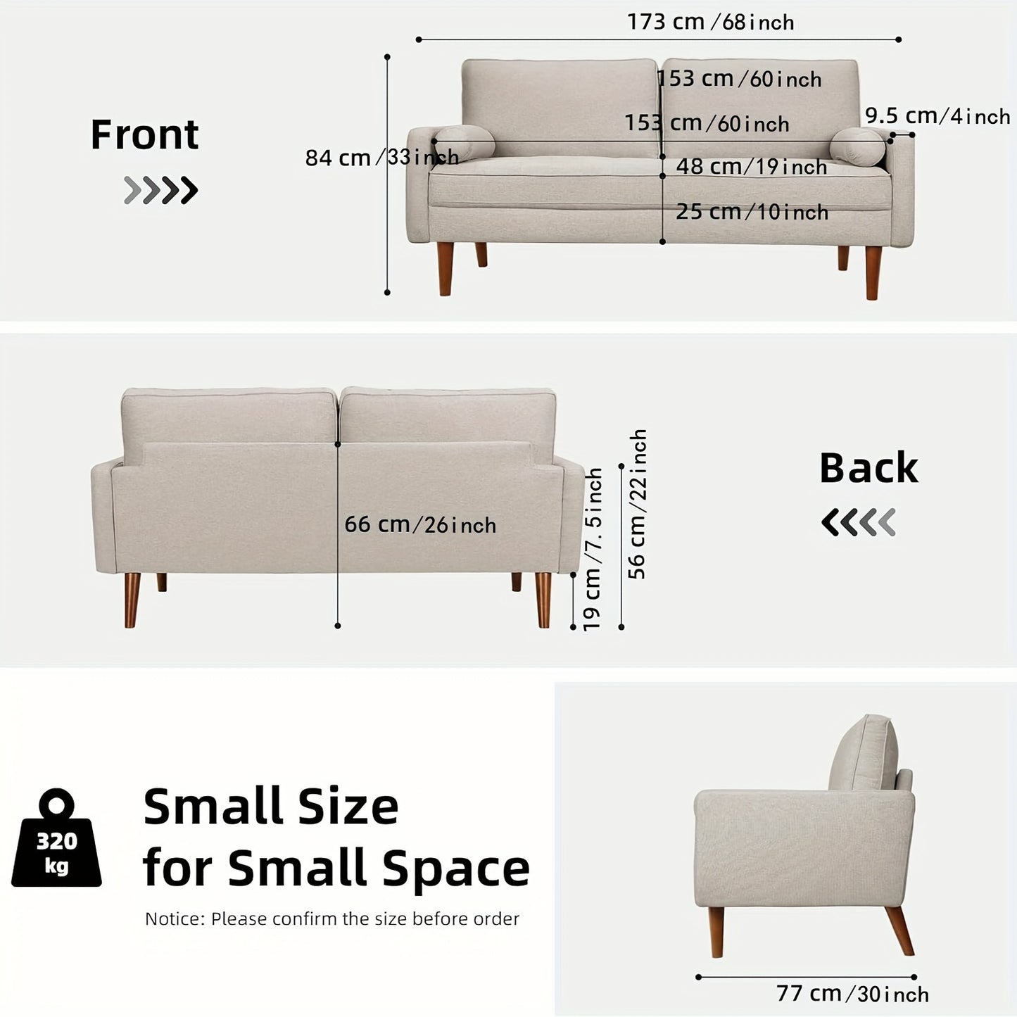 3 Seater Fabric Sofa Modern Couches Love Seat Bedroom Home Office Apartment