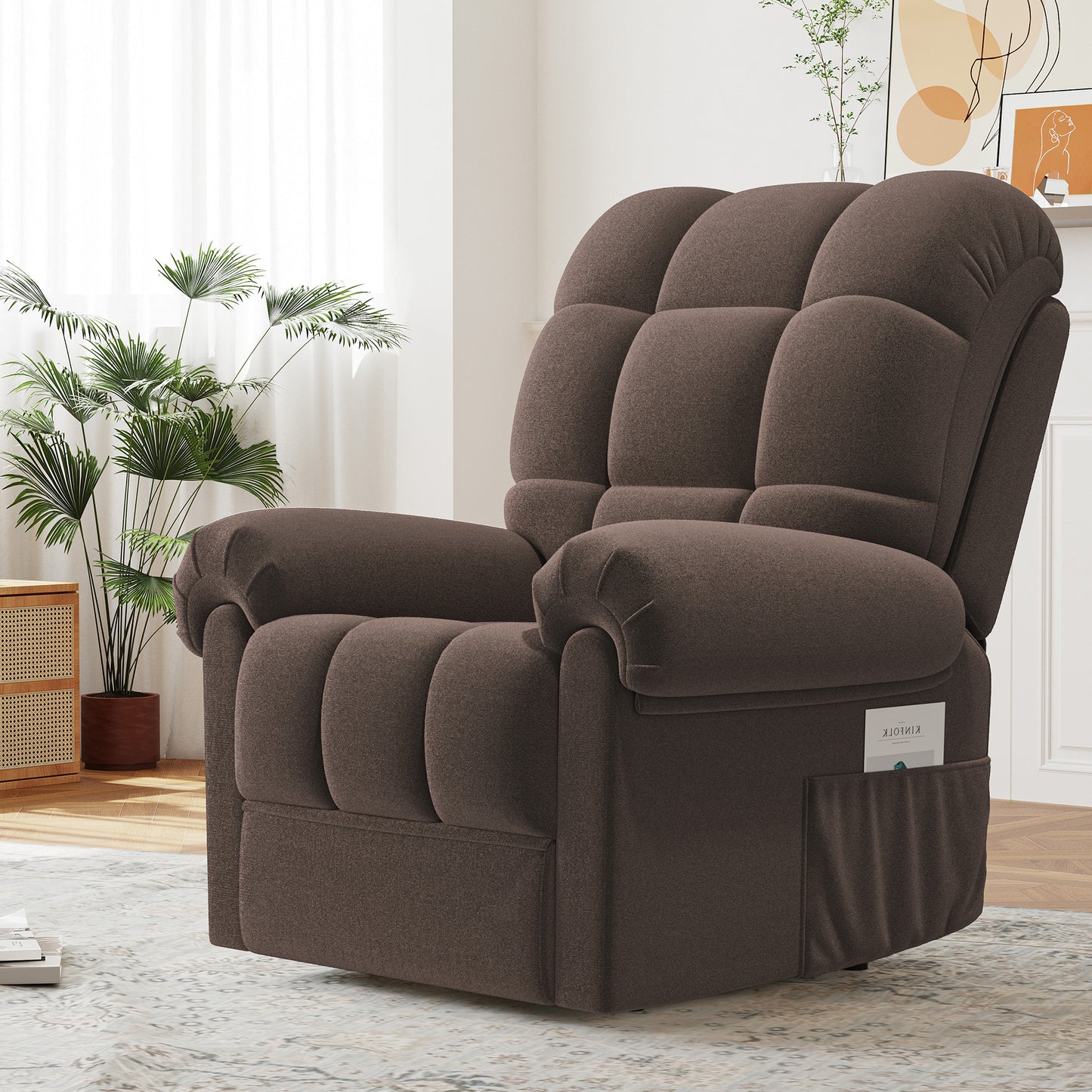 Electric Recliner Chair Teddy Fleece Single Sofa Ergonomic Adjustable Power Recliner