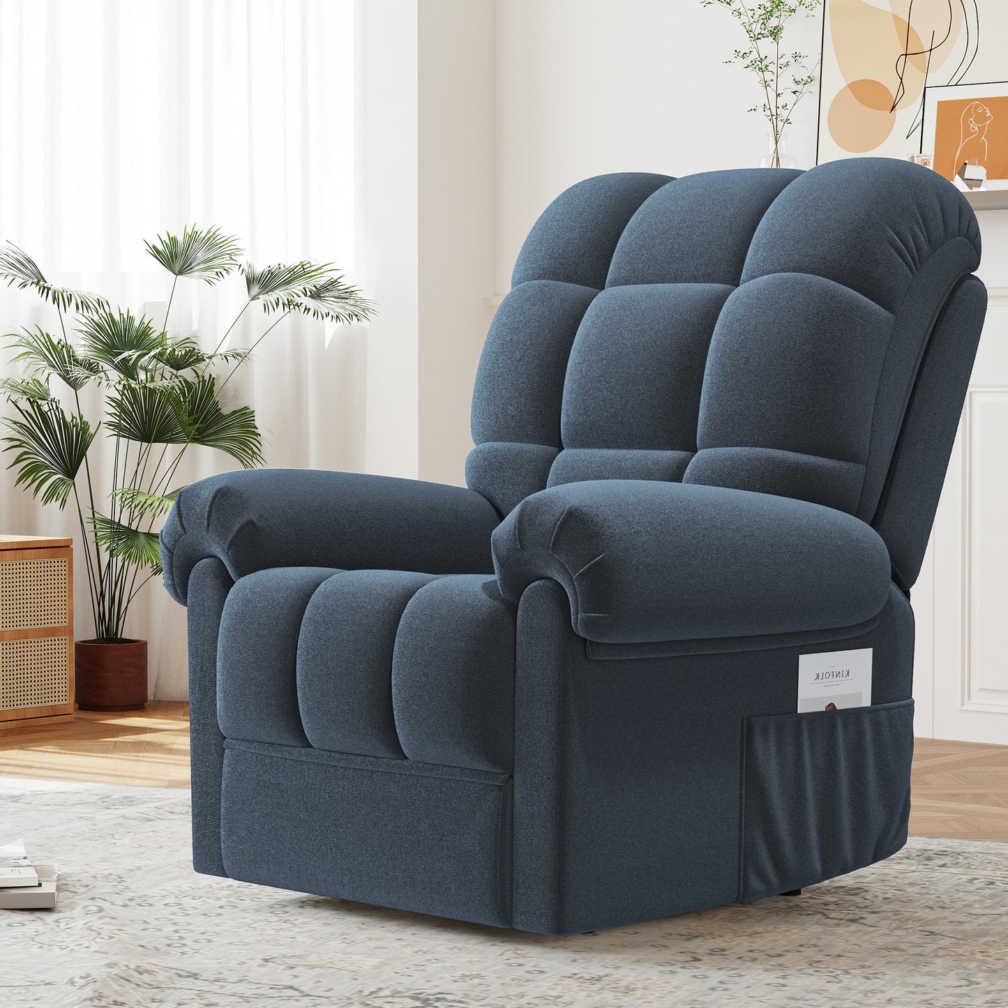 Electric Recliner Chair Teddy Fleece Single Sofa Ergonomic Adjustable Power Recliner