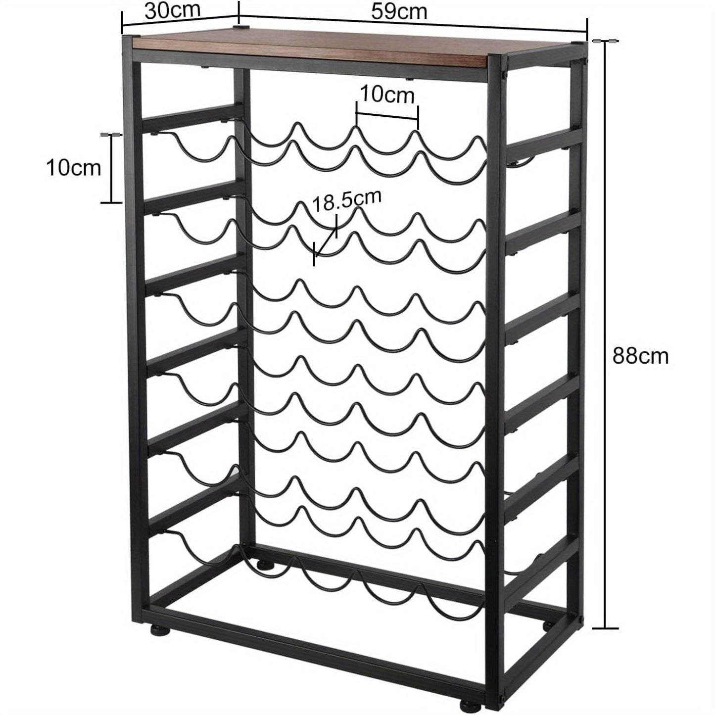 30 Bottles Floor Wine Rack, 6-Tier Freestanding Wine Bottle Organizer Shelf for Liquor and Glasses, Sturdy Metal Bottle Display Holder for Kitchen Pantry