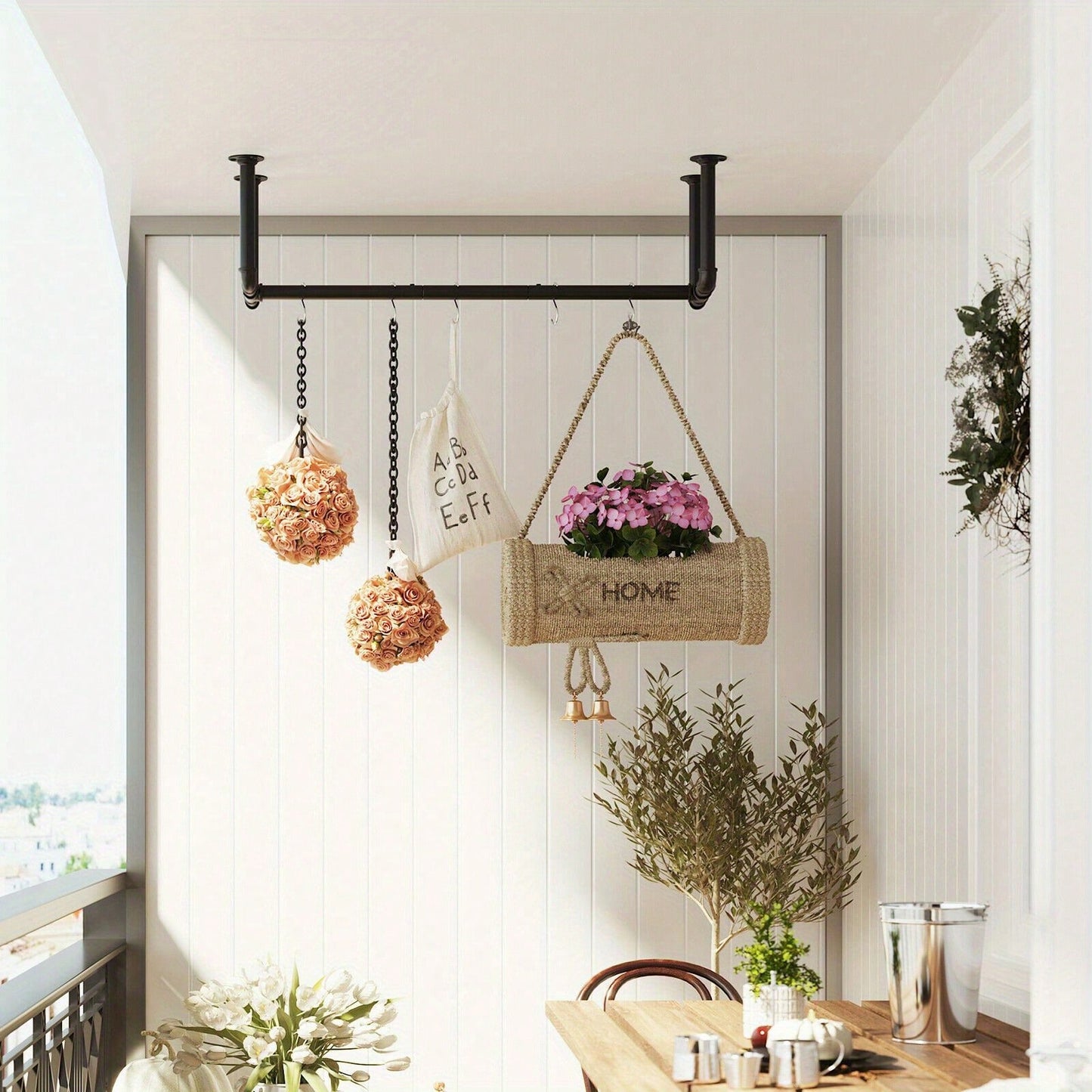 Industrial Pipe Clothing Rack Wall Mounted Clothes Rail Hanging Display Rack