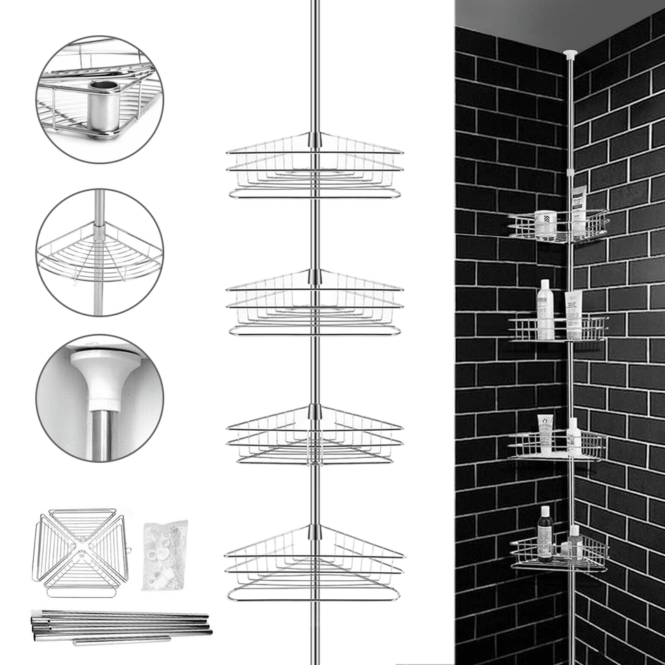 Bathroom Shelf Telescopic Shower Shelf 190-310cm Corner Shelf Shower Corner Shower Shelf 4 Shelves