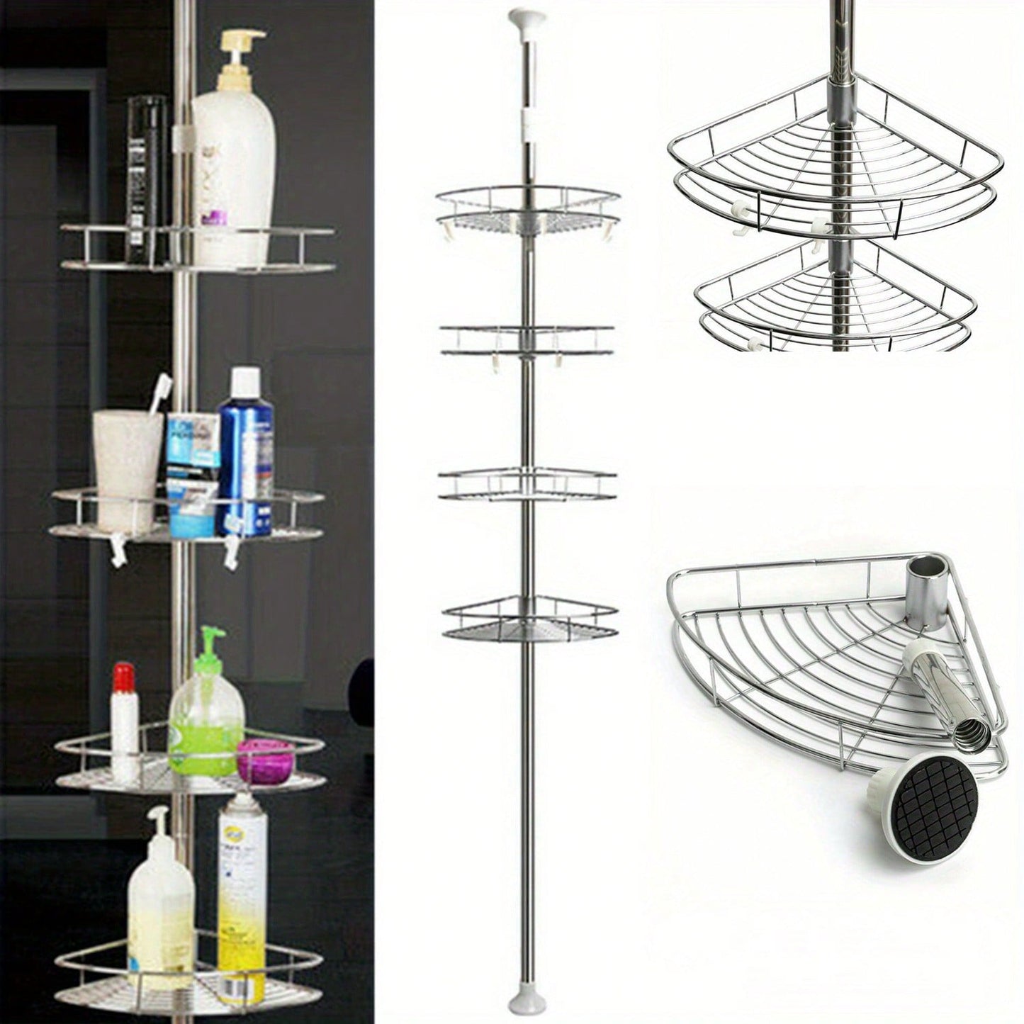 Bathroom Shelf Telescopic Shower Shelf 190-310cm Corner Shelf Shower Corner Shower Shelf 4 Shelves