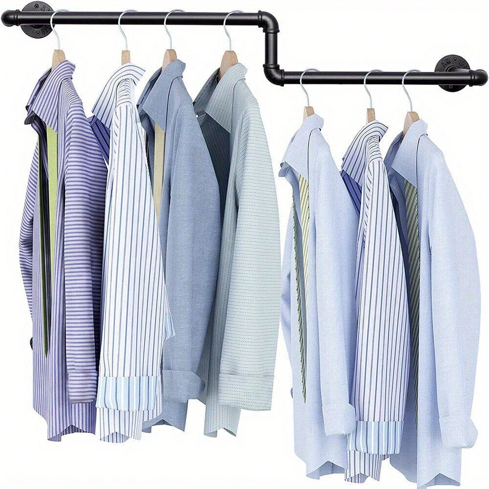 Industrial Pipe Clothing Rack Wall Mounted Clothes Rail Hanging Display Rack