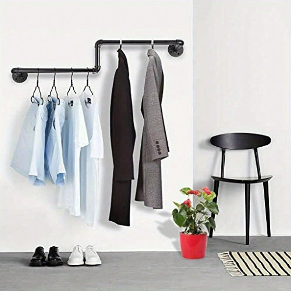 Industrial Pipe Clothing Rack Wall Mounted Clothes Rail Hanging Display Rack