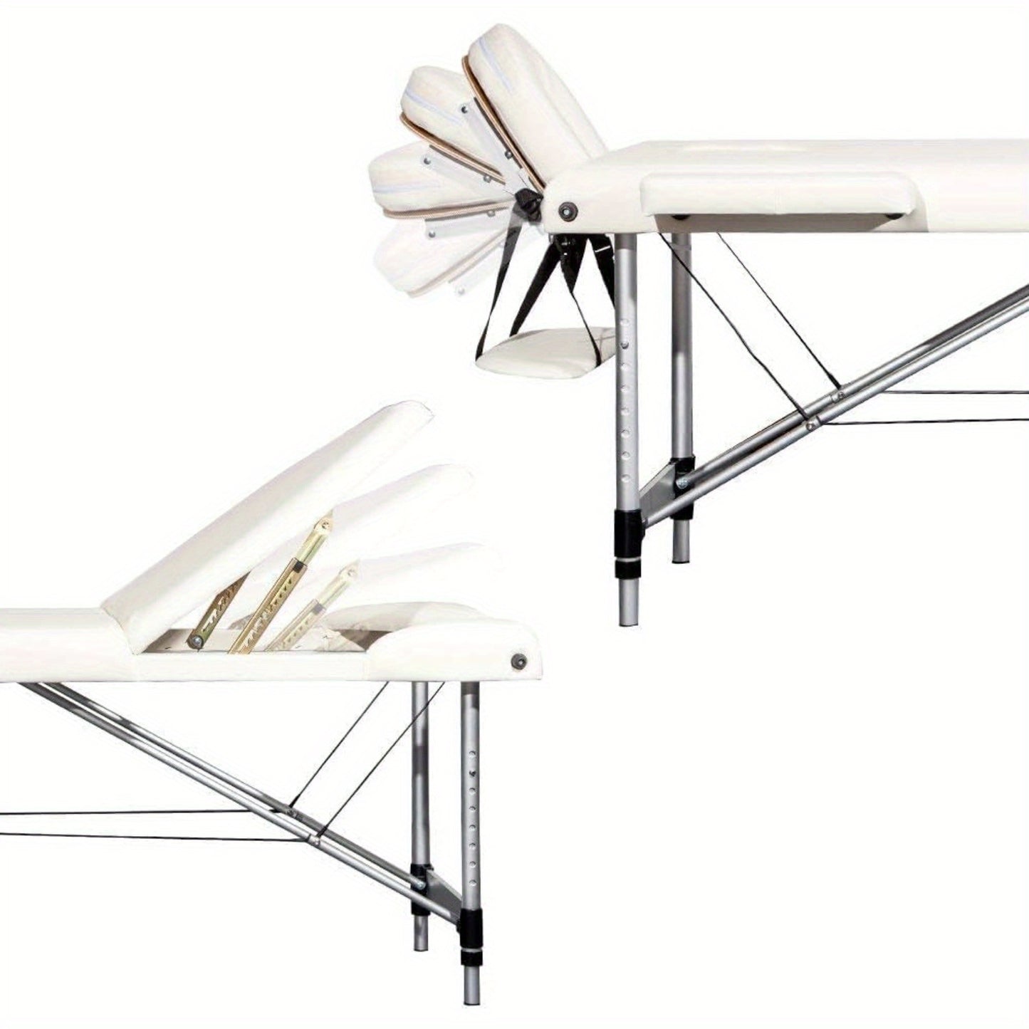 Portable Massage Bed Table - 3-Section Aluminium Foldable Beauty Couch for Reiki Therapy Treatment Salon Healing - Metal Headrest Support/with Carry Bag