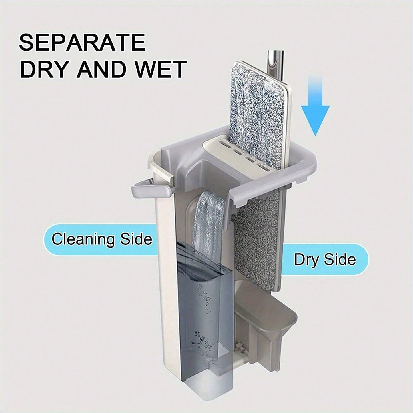 360° Flat Squeeze Microfiber Mop Bucket Set Tile Cleaning Floor Cleaner + 12Pads