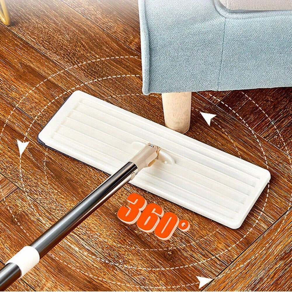 360° Flat Squeeze Microfiber Mop Bucket Set Tile Cleaning Floor Cleaner + 12Pads