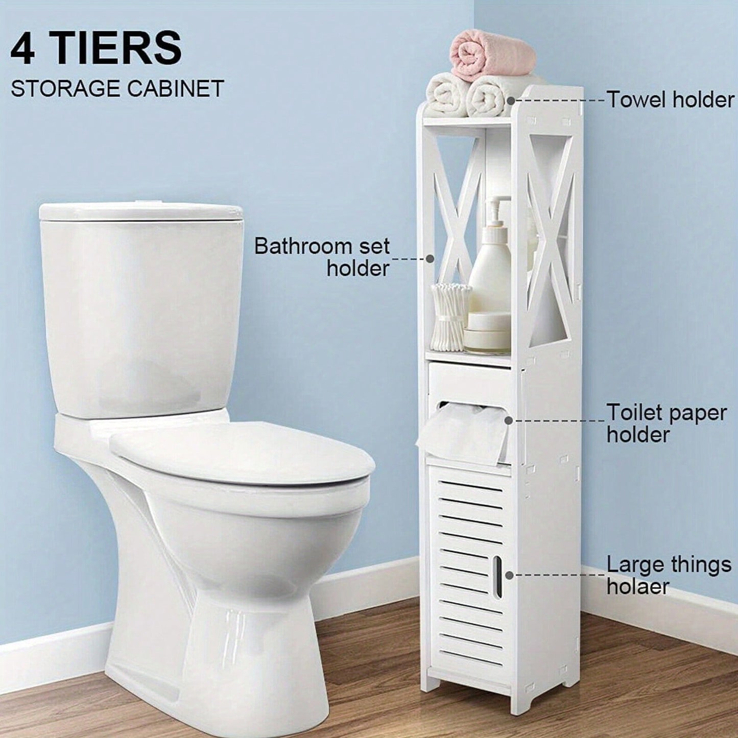 4 Tier Bathroom Shelf Cupboard Bath Bedroom Storage Holder Rack Organizer