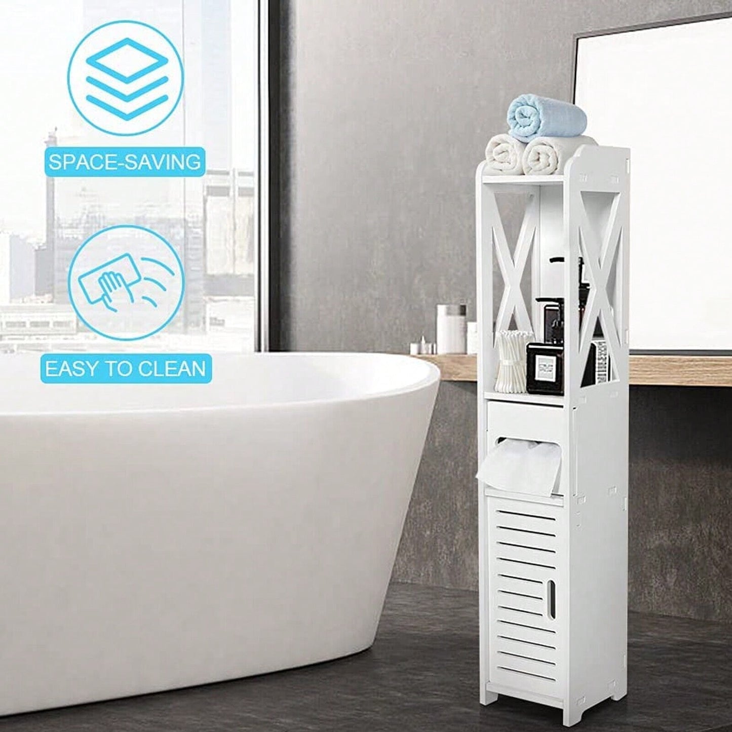 4 Tier Bathroom Shelf Cupboard Bath Bedroom Storage Holder Rack Organizer