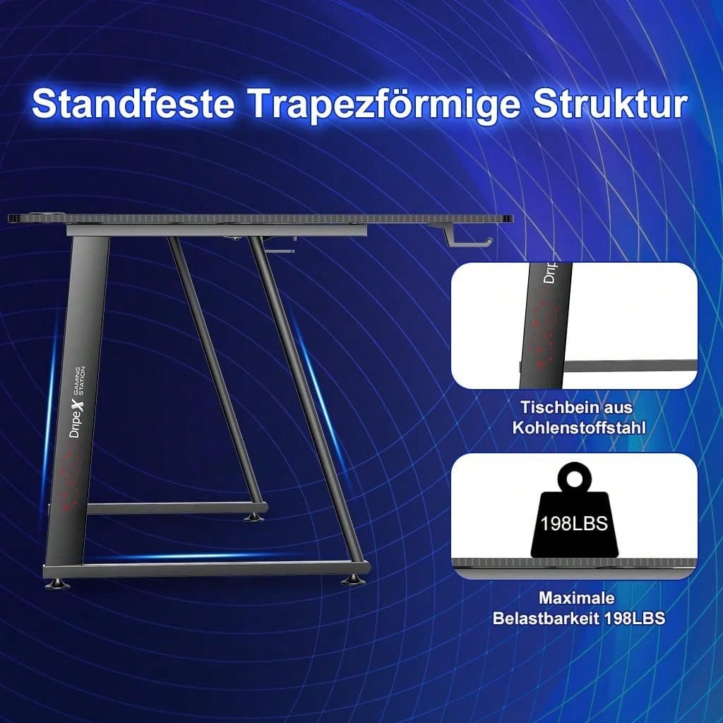 160CM Gaming Tisch Computer Tisch Schreibtisch Ergonomischer PC Tisch Arbeitstisch