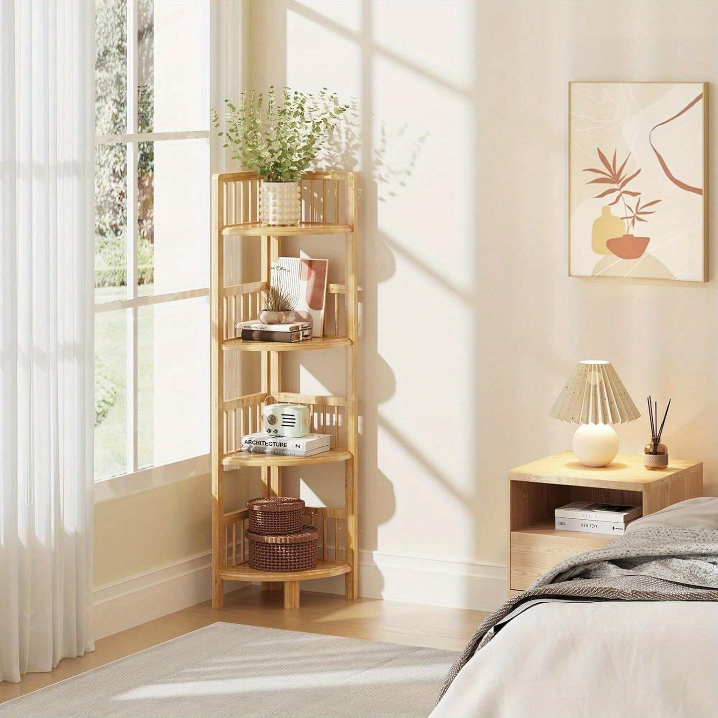3/4/5 Tier Corner Shelf Book Shelf Bathroom Furniture Stand Shelf Kitchen Shelf Bathroom Shelf