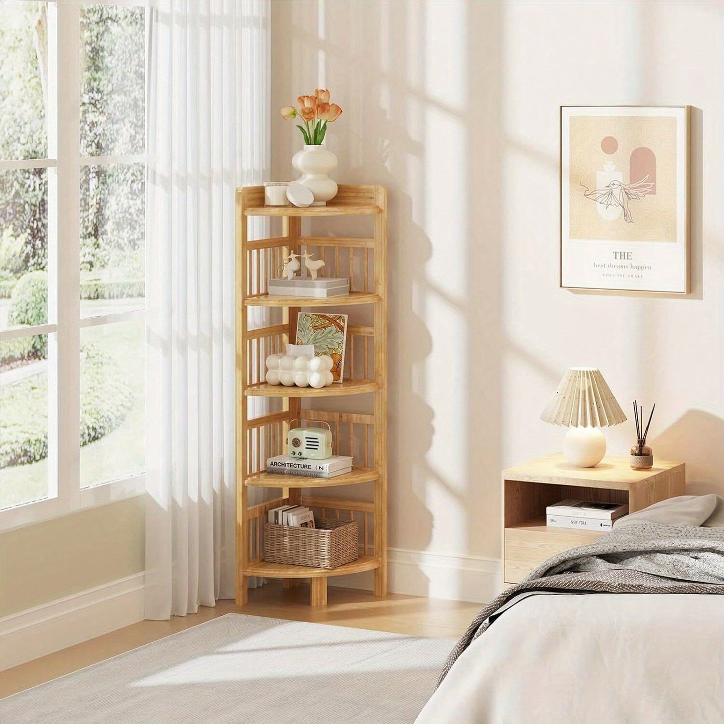 3/4/5 Tier Corner Shelf Book Shelf Bathroom Furniture Stand Shelf Kitchen Shelf Bathroom Shelf