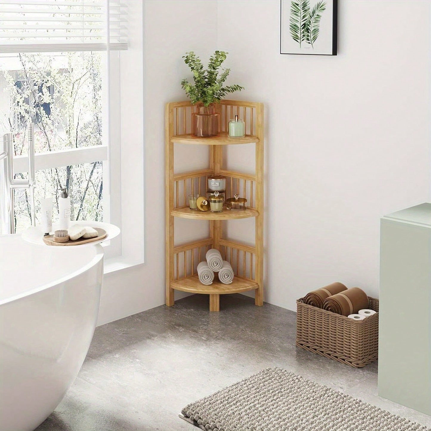 3/4/5 Tier Corner Shelf Book Shelf Bathroom Furniture Stand Shelf Kitchen Shelf Bathroom Shelf