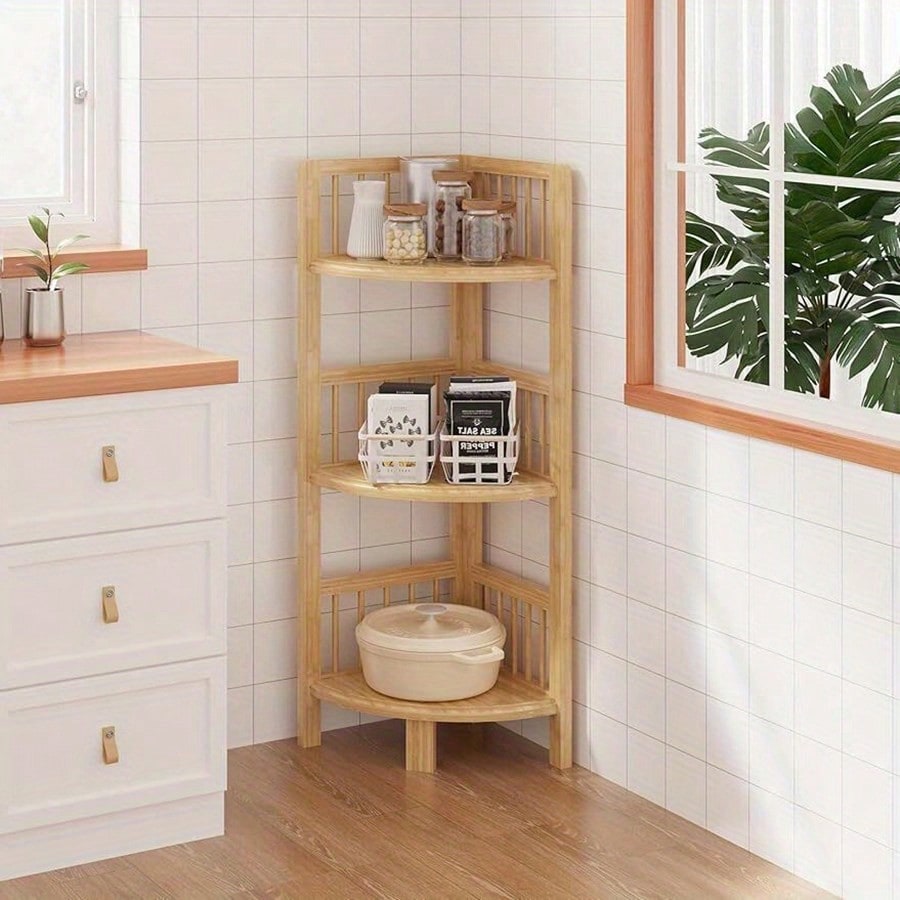 3/4/5 Tier Corner Shelf Book Shelf Bathroom Furniture Stand Shelf Kitchen Shelf Bathroom Shelf