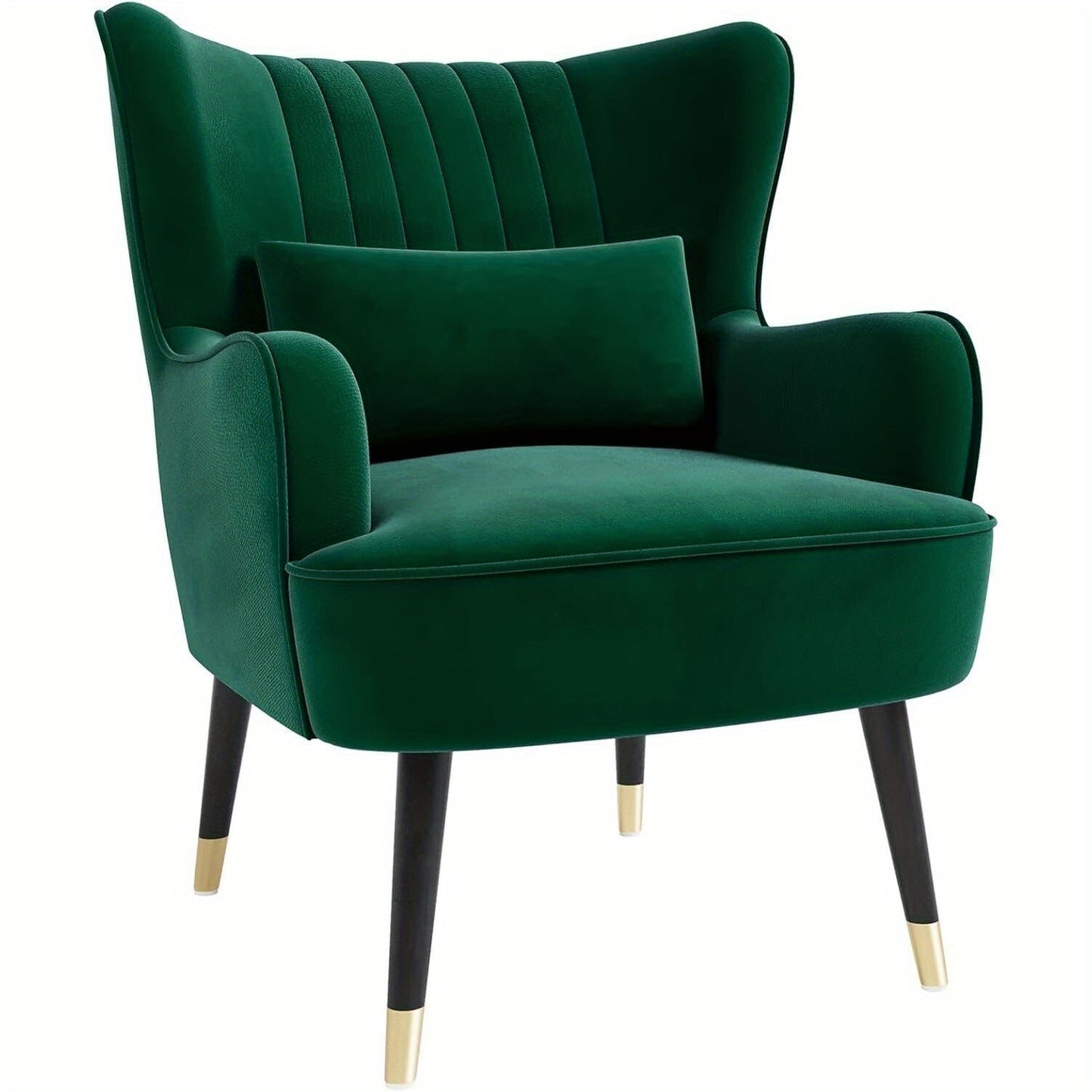 Large Velvet Armchair with Footstool and Lumbar Pillow Accent Chair Room Office