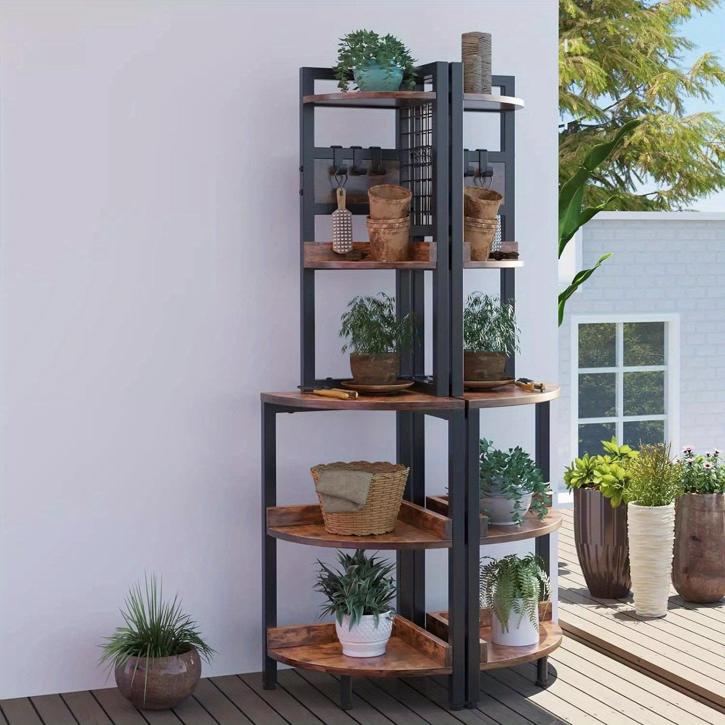 5 Tier Corner Shelves Wood Unit Storage Shelf Rack Bookshelf Display CabinetStand