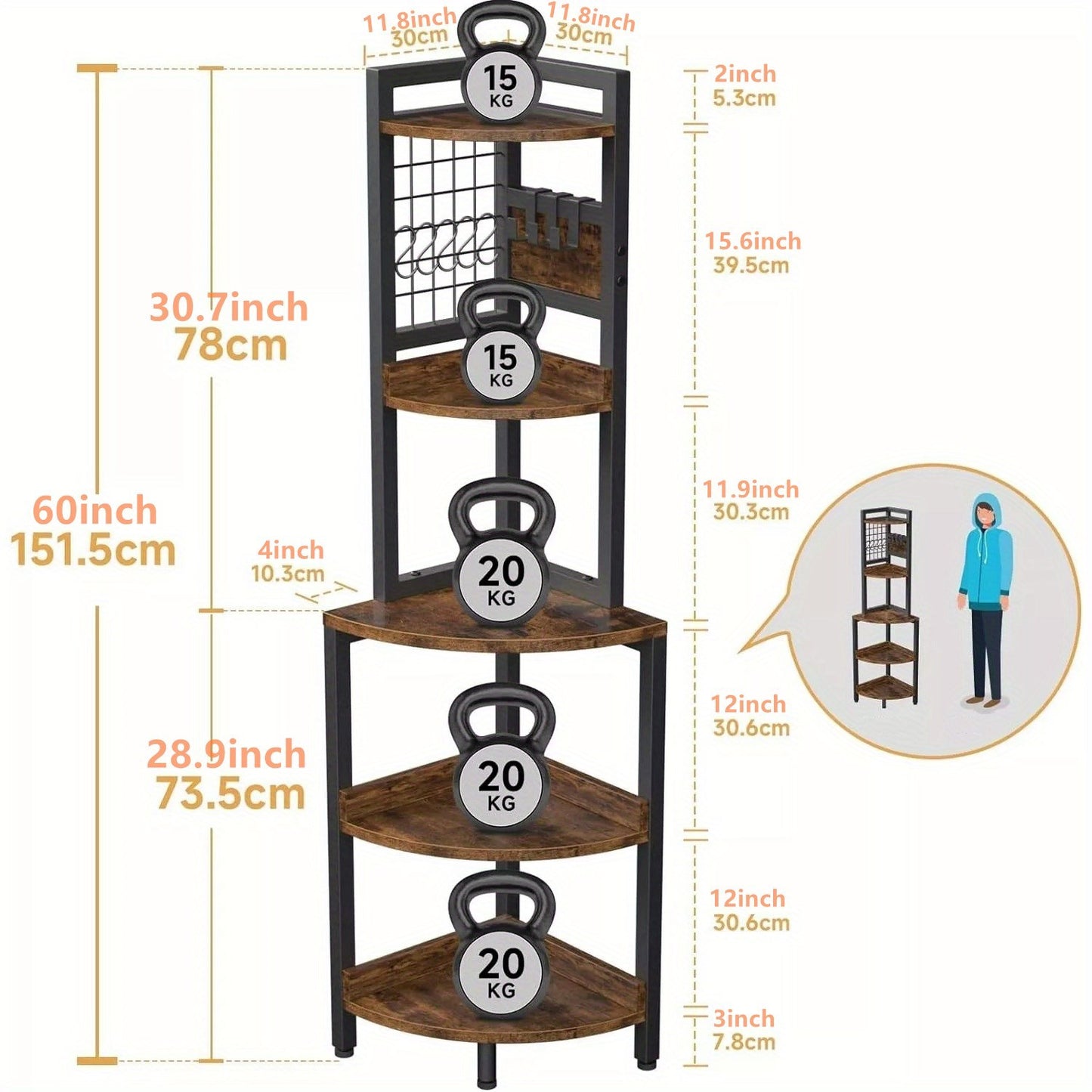 5 Tier Corner Shelves Wood Unit Storage Shelf Rack Bookshelf Display CabinetStand