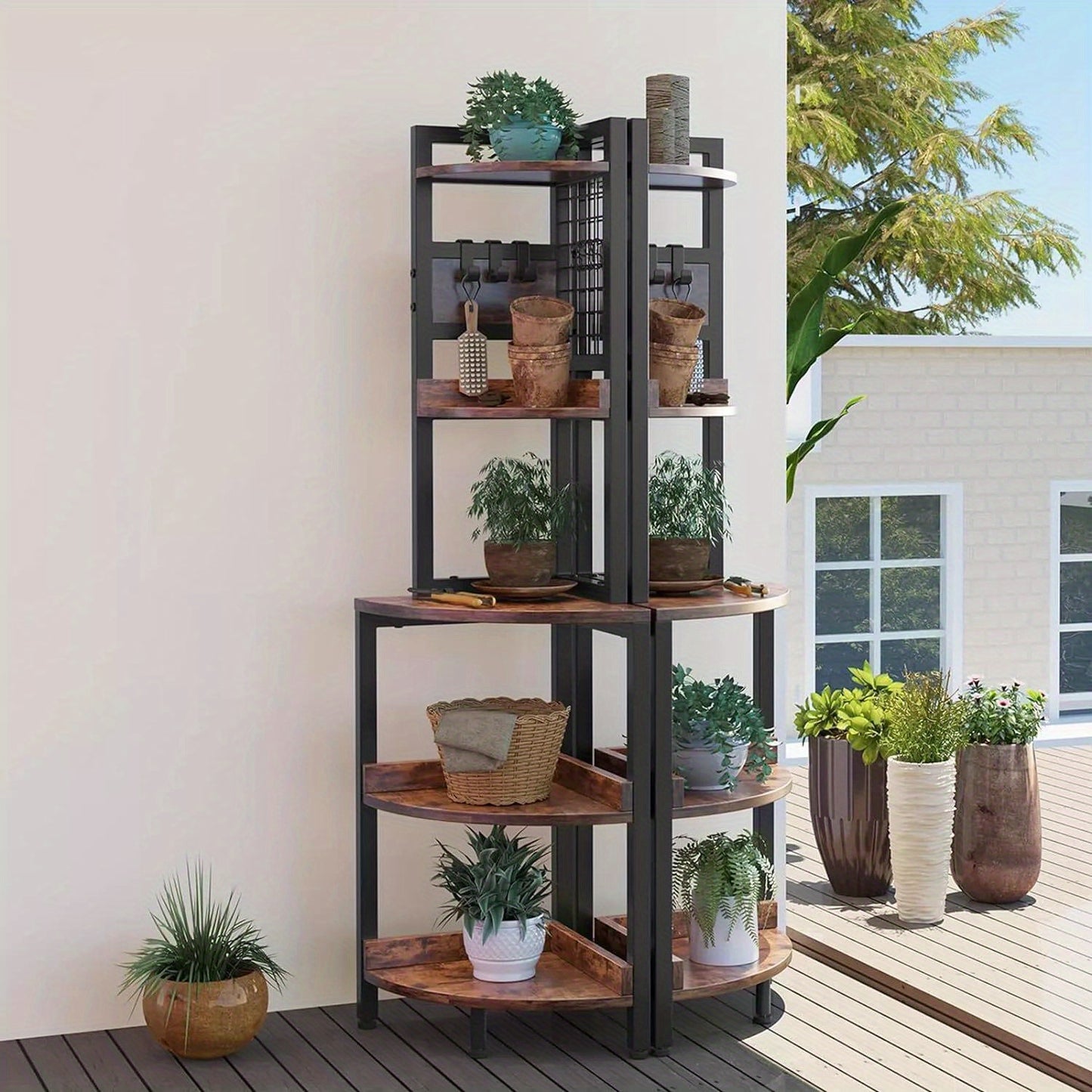 5 Tier Corner Shelves Wood Unit Storage Shelf Rack Bookshelf Display CabinetStand