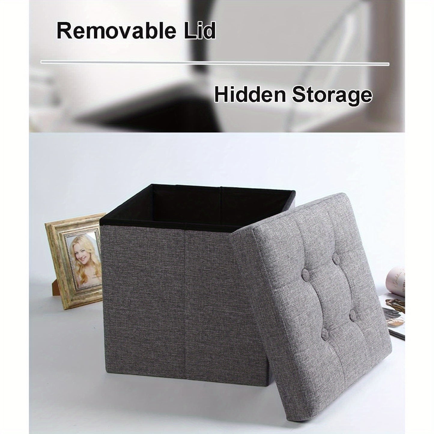 Storage Bench Folding Pouffe Seat Stool Box Home Chair Foot Stool Linen