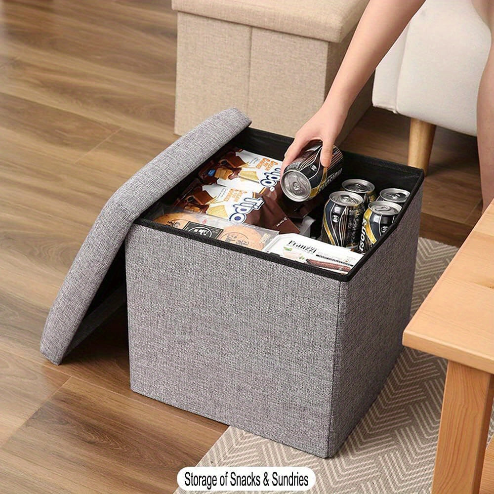 Storage Bench Folding Pouffe Seat Stool Box Home Chair Foot Stool Linen